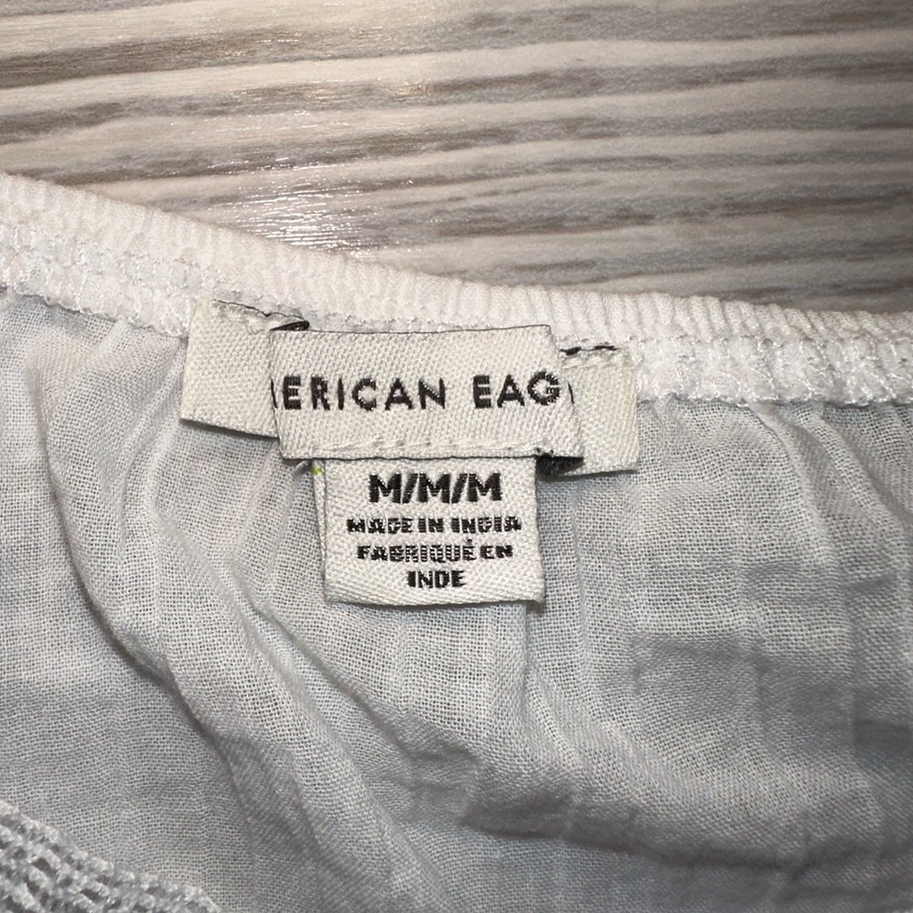 American Eagle Outfitters AE Long-Sleeve Smocked Blouse - White - Picture 13 of 13